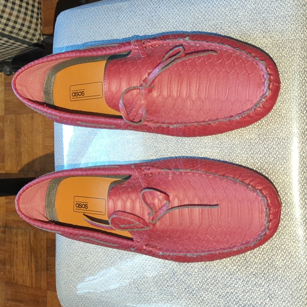 ASOS Driving Shoes in Red Snake